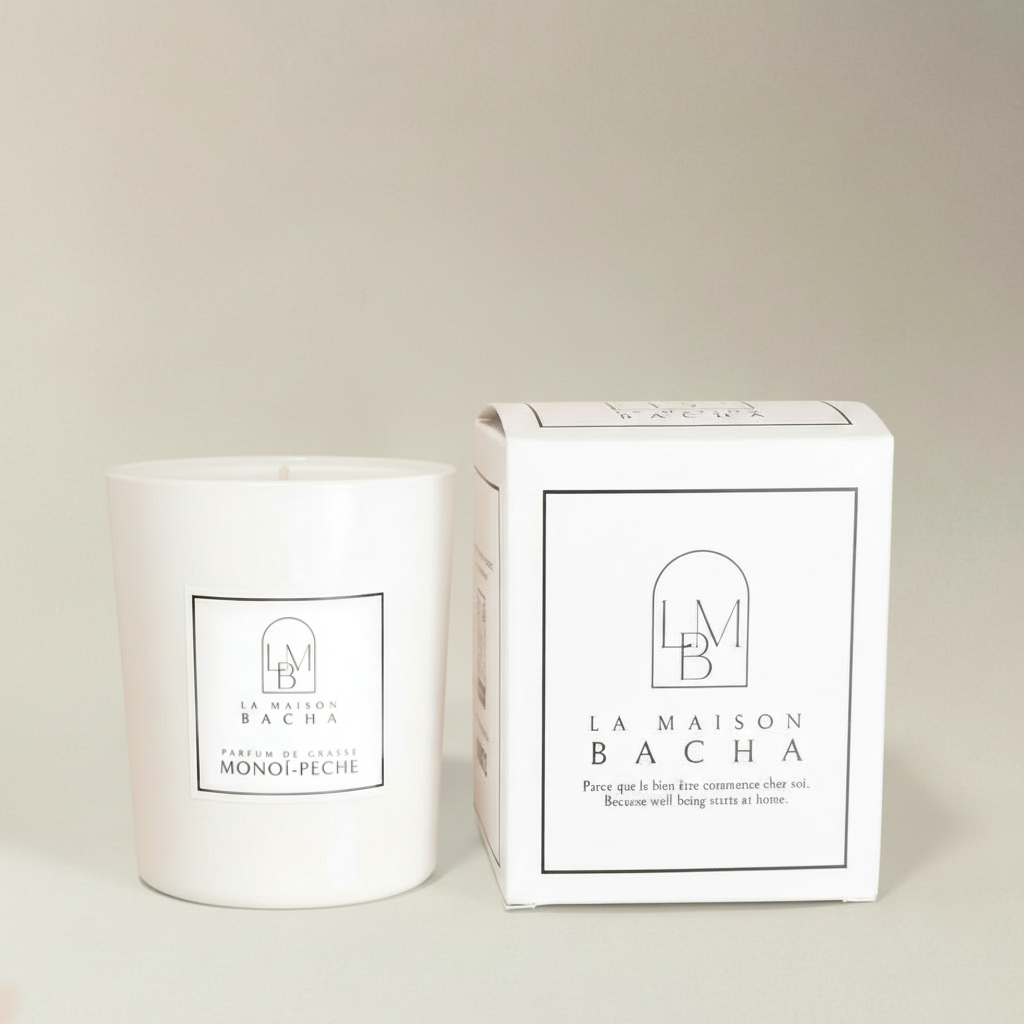 Bougie parfumée | Senteur Monoï Pêche | Soleil et Douceur Gourmande LA MAISON BACHA
